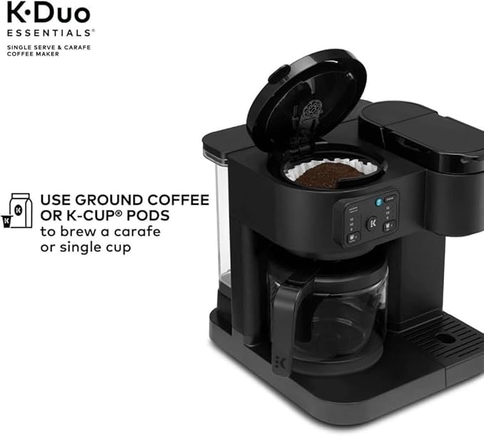 2-in-1 Hot & Iced Coffee Maker for Pods & Grounds – 12-Cup Glass Carafe & Single-Serve Brewer, 72oz Reservoir, Strong Brew, Extra Hot, Brew Over Ice, MultiStream Tech, Compact Design (Black)