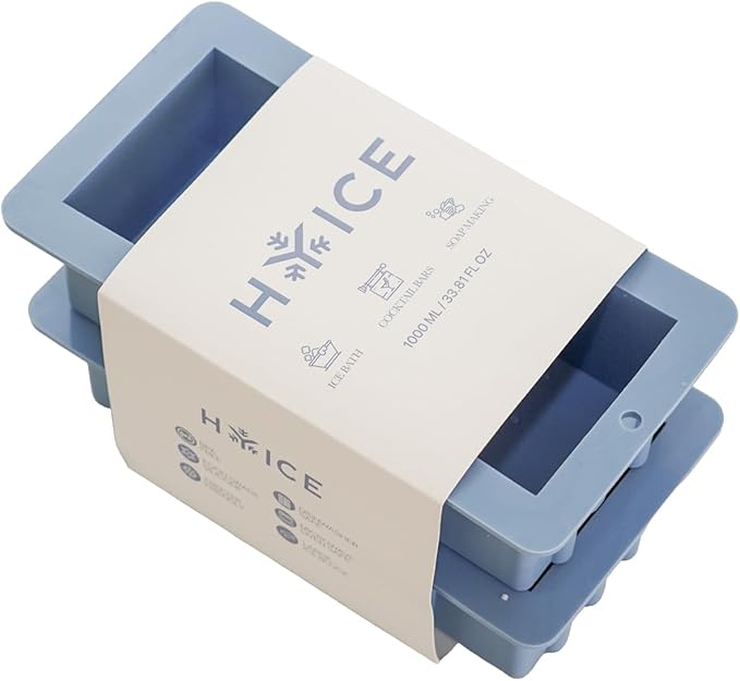2-Pack HYICE ice block mold, Heavy Duty Silicone ice cube tray, Stackable Design, Easy Ice Removal, Non-Stick, Extra Large Blocks for Cold Plunge, 2.5 lb, Pack of 2, Light Blue
