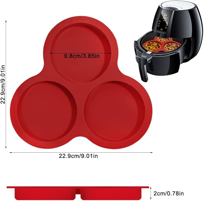 Nonstick Silicone Muffin Pans - 3 Cavity, 3 Pcs, Three Colors, Air Fryer Accessories for Fryers Above 6QT