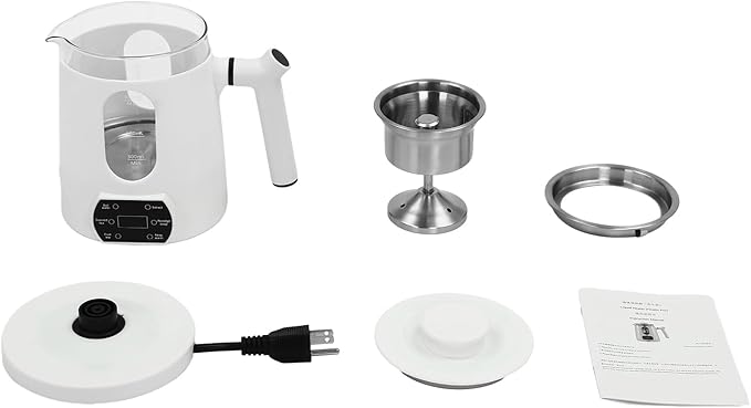 Electric Kettle,Temperature Control Glass Tea Maker LCD Display,Water Boiler & Heater With 360° Swivel Base and 6 Different Kinds of Functions For Coffee,Tea,Milk,Water,Hot Chocolate (White)