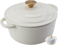 Enameled Cast Iron Dutch Oven Pot with Lid Heavy-Duty Cookware for Bread Baking, Braising, Stews, Roasting,4QT， creamy white
