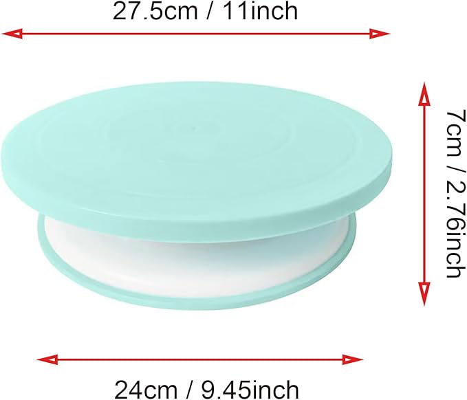 Cake Decorating Turntable 11 Inch Cake Turntable Anti-Slip Rotating Cake Stand for Decorating(1pcs Green)