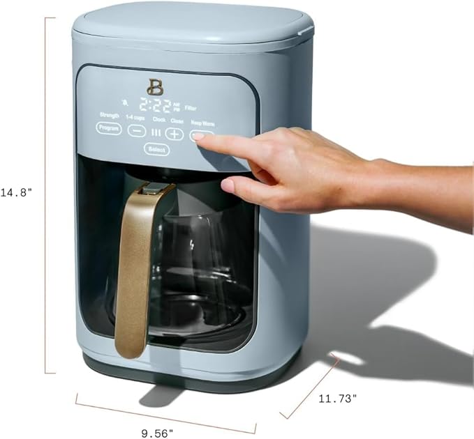 Beautiful 14-Cup Programmable Coffee Maker with Touch-Activated Display – Brew Hot Coffee Fast, Keep Warm & Auto-Pause (Cornflower Blue)