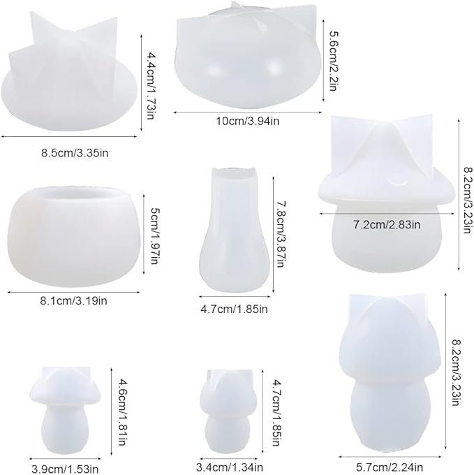 6 Pcs Mushroom Resin Molds, FineGood Resin Molds Silicone Mushroom Jar Mold DIY Crafting Silicone Molds for Epoxy Resin Storage Box Decoration