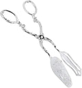 9in Vintage Salad Tong for Serving, Zinc Alloy Silver Food Serving Tongs Salad Steak Clip Buffet Tongs for Buffet Catering Bread BBQ, 8.5x4.5in