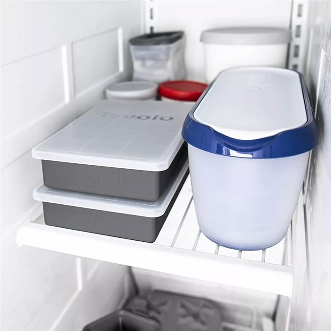 Tovolo Perfect Cube Silicone Ice Mold Freezer Tray with Lid of 1.25" Cubes for Whiskey, Bourbon, Spirits & Liquor, BPA-Free Silicone, Fade Resistant, Charcoal, Set of 2