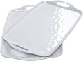 TP Serving Trays with Handles, 17 x 12 Inch Melamine Serving Platters for Food, Meat, Set of 2 Rectangular Trays for Eating, Pure White
