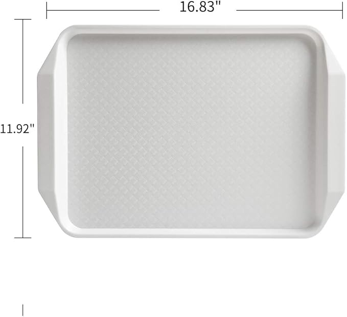 12-Piece White Plastic Fast Food Serving Trays,16.83 by 11.92-Inch