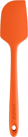 U-Taste 11.38" Silicone Baking Spatula: 480ºF Heat Resistant Food Grade Flexible Rubber Kitchen Bowl Scraper, Seamless Pastry Spreader for Mixing Stirring Scraping in Nonstick Cookware (Orange)