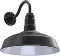 Steel Lighting Co. Gardena Barn Light | Outdoor Wall Mounted | 16" Dome | 11" Gooseneck | Farmhouse Light Made in America | Matte Black Exterior/White Interior