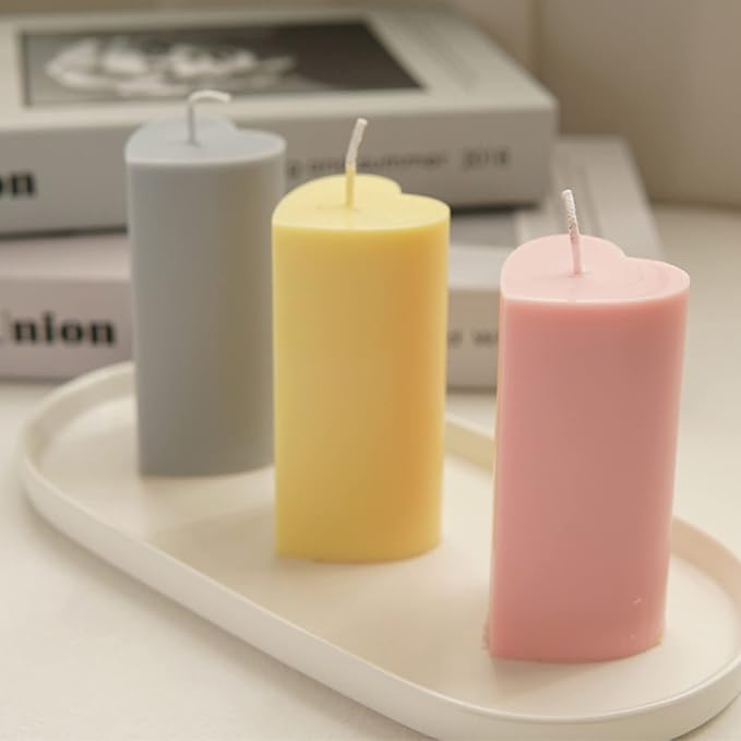 Love Cylinder Silicone Candle Mold, Pillar Candle Mould Fondant Chocolate Cake Tool for Soap, Crayon, Wax, Plaster,Polymer Clay
