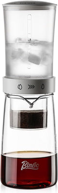 Cold Brew Coffee Maker 450ml-Bincoo High Borosilicate Glass Ice Drip Coffee Brewer,Adjustable Dual-Outlet Drip Speed, Constant Pressure Brewing