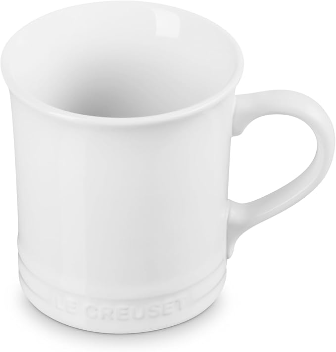 Le Creuset Enamel On Steel Demi Kettle & Stoneware Set of 2 Mugs, 1.25 qt. Kettle & (2) 14 oz. Mugs, White