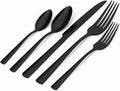Black Silverware Set, 20-Piece Flatware Set Service for 4, Durable Stainless Steel, Mirror Polished Tableware Eating Cutlery Set, Kitchen Utensils Set with Steak Knives, Dishwasher Safe