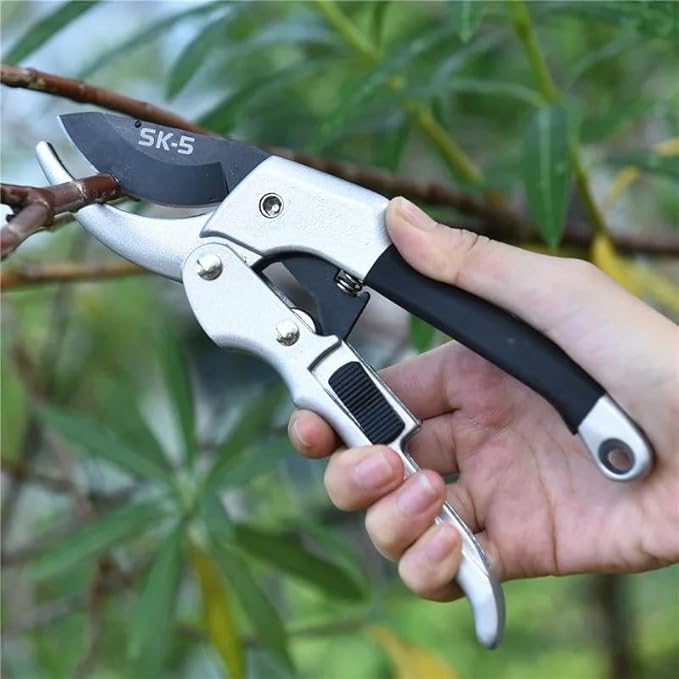 SK5 Ratchet Pruning Shears for Weak Hands Heavy Duty Garden Clippers with Spring Assist and Ergonomic Grip for Branches and Fruit Trees