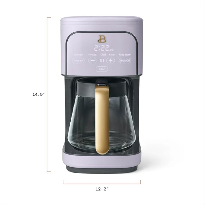 Beautiful 12-Cup Programmable Coffee Maker – Auto Brew, Digital Timer, Glass Carafe (Lavender)