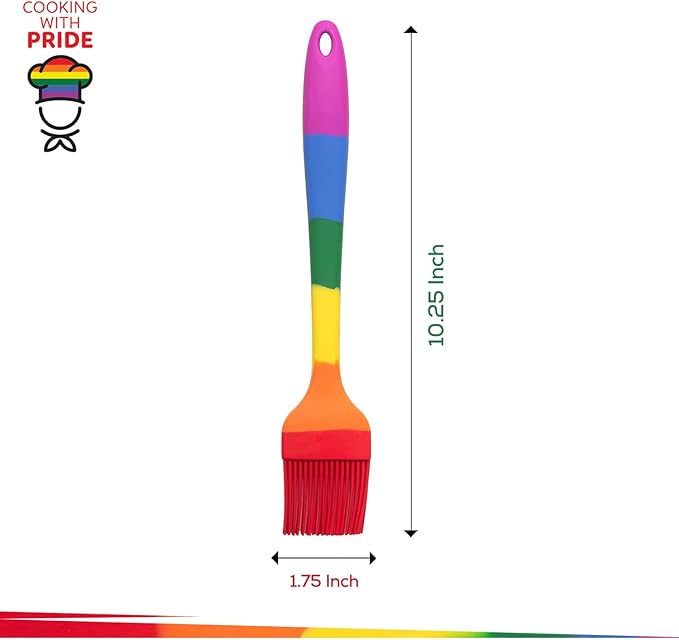Cooking With Pride Non-Stick Pastry Brush, Heat-Safe Silicone With Iron Core, 8.5-Inch, Set of 2