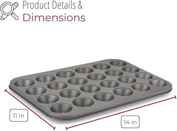 husMait Premium Quality Mini-Muffin Pan, Baking Sheet, and Cooling Rack. For Baking Mini Cupcakes, Muffins, Bite Size Tarts, Cookies. Non-Stick, Dishwasher Safe, Oven Safe (Set of 2 Muffin Pan)