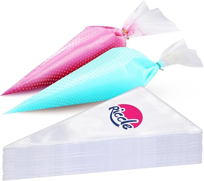 Riccle Disposable Piping Bags 12 Inch - 200 Textured Anti Burst Pastry Bags - Icing Piping Bags for Frosting - Ideal for Cakes and Cookies Decoration