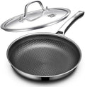 Non Stick Frying Pans, 12 inch with Lid Hybrid Frying Pans Nonstick,non stick Stainless Steel Skillets, Dishwasher/Oven Safe Cookware, Induction Compatible, PFOA Free Cookware