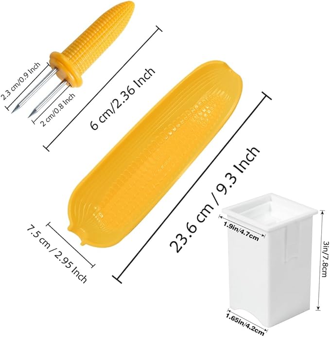 16 Pack Corn Cob Holders and 8 Pack Corn Dishes with Butter Spreader, Corn Dishes and Butter Spreader Set Kits, Corn Cob Holders Skewers BBQ Corn Holders, PEOUWNES Corn on The Cob Holders