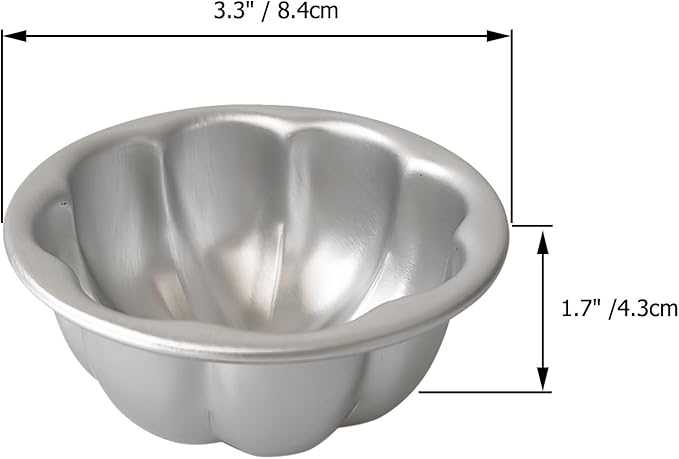 6 Pack Egg Tart Pans Pumpkin Shape, Aluminum Jelly Mold, Pudding Cup Molds, Small Muffin Pan for Baking Jello, Cupcake, Tartlets, 3.3" x 1.7"