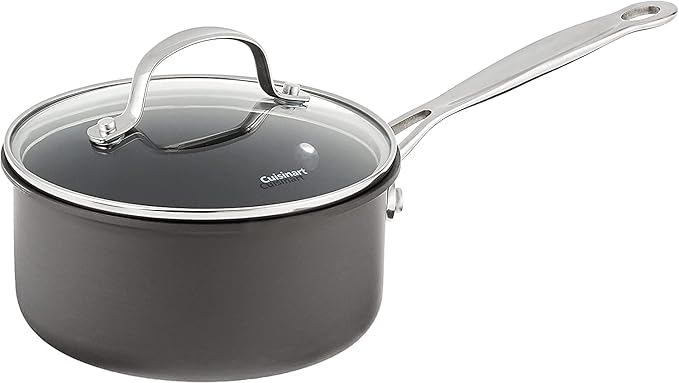 Cuisinart Chef's Classic Nonstick Hard-Anodized 1.5-Quart Saucepan with Lid, Black