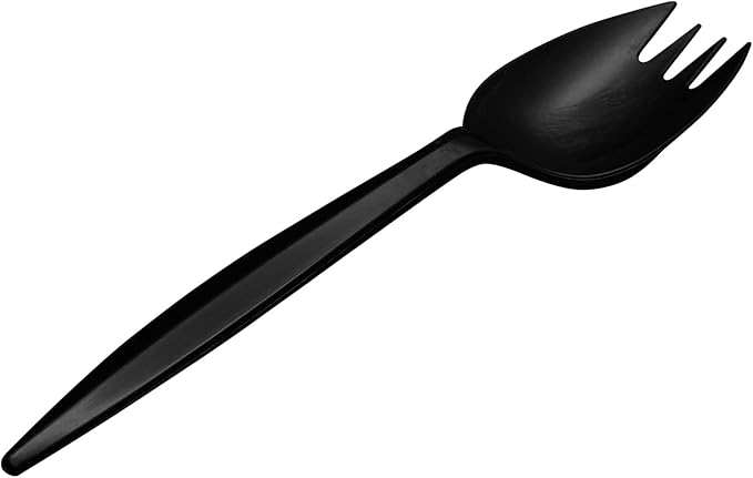 1,000 Plastic Disposable Sporks Bulk Black Medium Weight Disposable Silverware Plastic Cutlery Spork