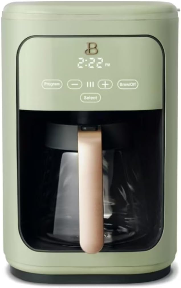 Beautiful 14-Cup Programmable Coffee Maker with Touch-Activated Display – Brew Hot Coffee Fast, Keep Warm & Auto-Pause (Sage Green)