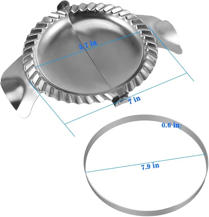 Extra Large Empanada Maker - 7 inch Seal with Dough Cutter Circle, Stainless Steel Press, Pastry Tools, Pocket Pie Maker