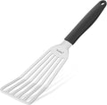 Fish Spatula Stainless Steel, Metal Spatula for Cast Iron Skillet, Slotted Turner with Silicone Handle for Cooking, Grilling, Flipping, Egg, Cookie, Pancake and Burger (Small, 11.7 Inch)