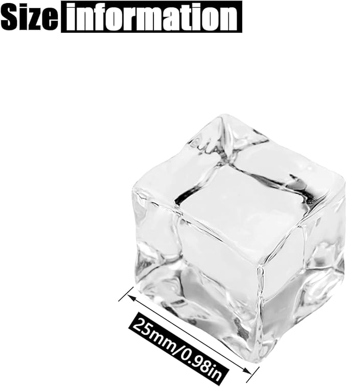 Fake Ice Cubes, 50 pcs 1" Artificial Plastic Ice Cube, 25 mm Acrylic Crystal Diamonds for Vase Fillers, Party Favor, Wedding Decoration, Photography Props, Food Display