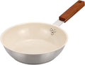 MARSKITOP Nonstick Frying Pan, 8 Inch Stainless Steel Fry Pan with Ceramic Coating and Wooden Handle, Healthy Non Toxic Skillet, Induction Compatible, PFOA Free