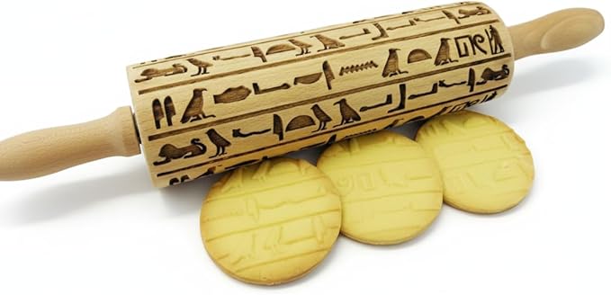EGYPT HIEROGLYPHS EMBOSSING ROLLING PIN LASER ENGRAVED ROLLING PIN for EMBOSSED COOKIES GIFT for FRIEND