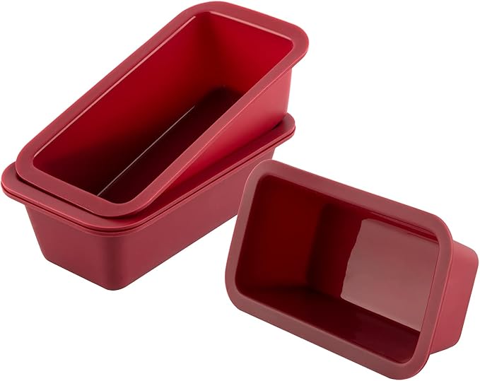 Silicone Mini Loaf Pan Set of 4, NonStick Easy Release Rectangle Silicone Mini Cake Pan for Baking Bread, Flexible BPA Free Silione Baking Mold and Bread Mold, Toast Pan, Brownie Loaf Pan, Cake Mold…
