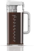 Maestri House Compact Cold Brew Coffee Maker, 64oz Iced Tea and Coffee Maker Brewer Space Saving Tritan Pitcher, 350 Mesh Filter, 100% Leak-Proof