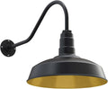 Steel Lighting Co. Gardena Barn Light | Outdoor Wall Mounted | 16" Dome | 23" Gooseneck | Farmhouse Light Made in America | Matte Black Exterior/Brass Interior