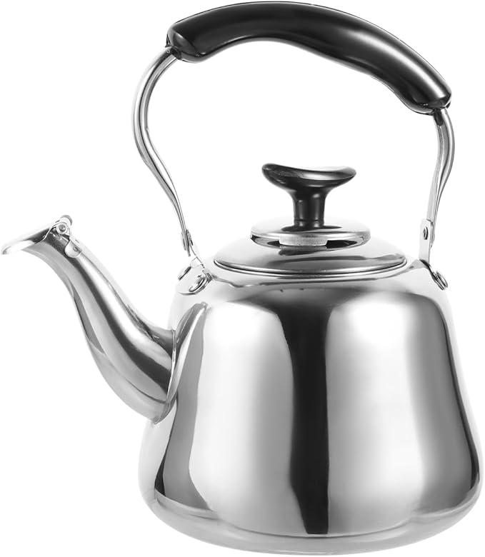 Luxshiny 1L Whistling Stainless Steel Water Kettle with Filter Screen for Stovetop Tea Brewing and Boiling Water