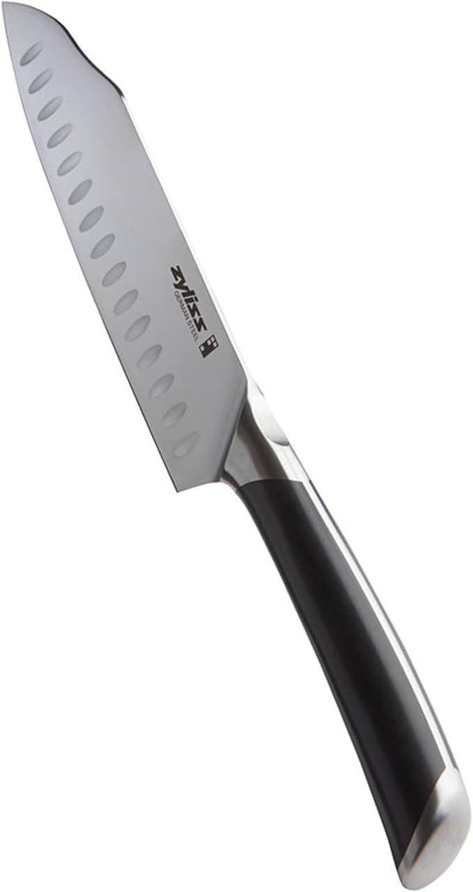 Zyliss Comfort Pro Santoku Knife - Ice Hardened Stainless Steel Kitchen Knife - Tarnish-Free and Rust-Resistant Kitchen Cutlery with Antibacterial Handle - Black/Stainless Steel - 7 inches