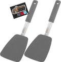 GORILLA GRIP Patented BPA-Free Non-Scratch Spatula, 2 Pack, Heat Resistant Flexible Silicone Head for Nonstick Cooking Pans, Soft Rubber Handle, Kitchen Spatulas for Flipping Eggs, Pancakes, Gray