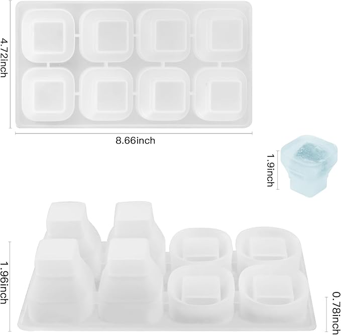 LONGFITE Collapsible Ice Cube Trays 2 Pack Silicone Foldable Folding Large Ice Cube Molds with Lid and Soft Bottom for Easy Release