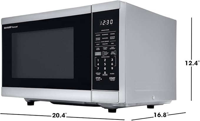 SHARP Countertop Microwave Oven Compatible with Alexa Orville Redenbacher's Certified with Removable 12.4" Carousel Turntable, 1000 Watt, 1.1 Cubic Feet, Stainless Steel