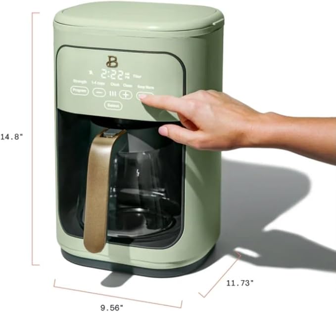 Beautiful 14-Cup Programmable Coffee Maker with Touch-Activated Display – Brew Hot Coffee Fast, Keep Warm & Auto-Pause (Sage Green)