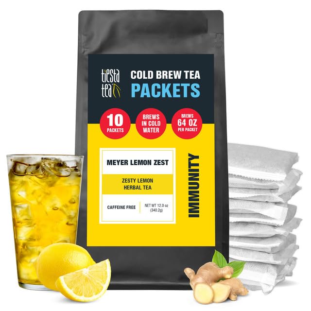 Tiesta Tea - Meyer Lemon Zest Cold Brew, Loose Leaf, Premium Blend, Non-Caffeinated Iced Tea, 10 Cold Brew Packets, Makes One 64oz Pitcher