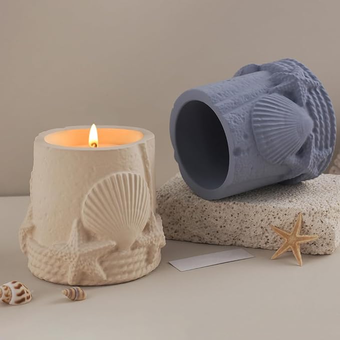 Ocean Sea Shell Starfish Storage Jars Epoxy Resin Molds Silicone Molds for Crafts Summer Marine Storage Jar Organizer Resin Mold Cylindrical Jewelry Candle Jars Containers Silicone Mold Home Decor