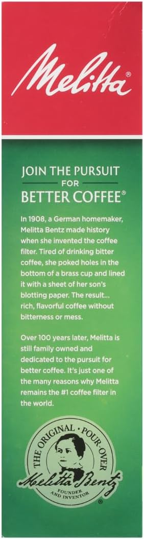Melitta #4 Cone Coffee Filters, Natural Brown, 100 Count (Pack Of 6), 600 Total Filters - Fits all 8-12 Cup Cone Coffee Makers and Pour-Overs, Compostable, Tear-Resistant, Made in USA