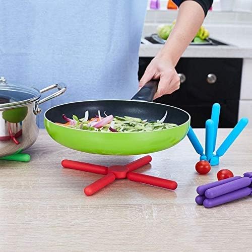 3/Pack Foldable Trivets Silicone, FENGCHEN Folding Trivets, Non-Slip Collapsible Cross Compact Design Expandable Silicone Pot Holder,Grey