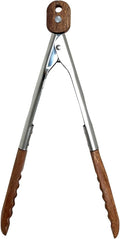 Lee's Clover Wooden Tongs for Cooking with Walnut Wood Tips & Stainless Steel Handle – Food & Kitchen Tongs for Serving, Salad, BBQ, Buffet, Grill (Small)