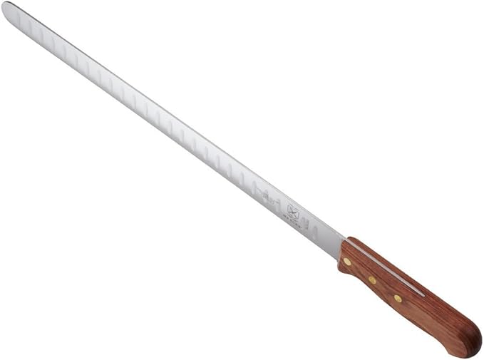 Mercer Culinary Praxis Granton Edge Slicer with Rosewood Handle, 14 Inch, Wood