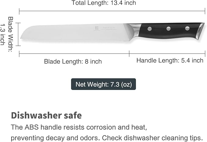 8 Inch Bread Knife Home Cooking Chef Gifts for Women Men: A Wide Wavy Edge Serrated Knife with an Upgraded Stainless Steel Razor Sharp Black Handle - for Delicious Homemade Bread, Bagels, and Cake.